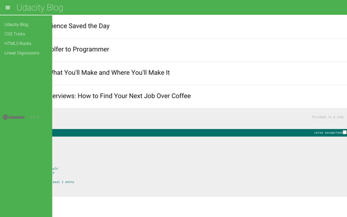 Feedreader Testing Screenshot
